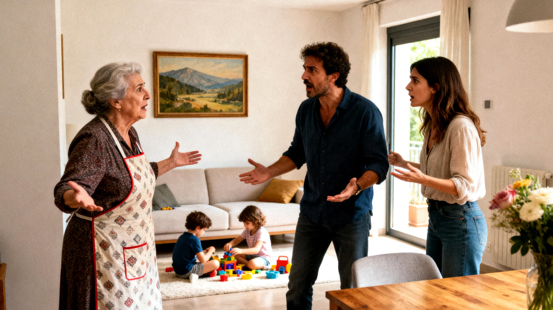 Nonna in conflitto con i genitori dei nipoti per divergenze educative e interferenze nella gestione dei bambini"