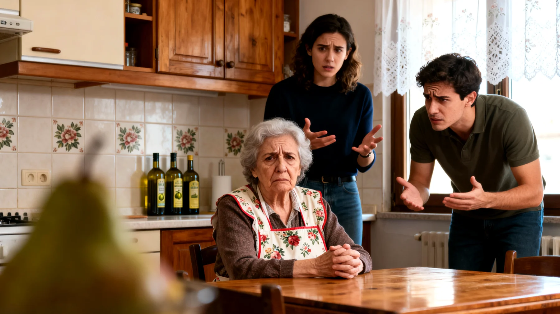 Nonna preoccupata per il futuro lavorativo e la stabilità economica dei nipoti giovani adulti in un mercato del lavoro incerto"